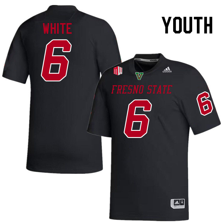 Youth #6 Damarrion White Fresno State Bulldogs College Football Jerseys Stitched-Black